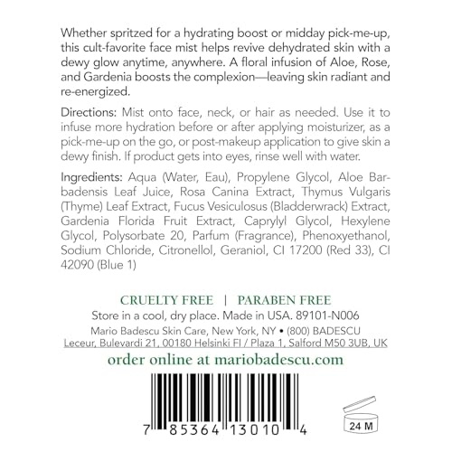 Mario Badescu Facial Spray with Aloe, Herbs and Rose Water for All Skin Types, Face Mist that Hydrates, Rejuvenates & Clarifies
