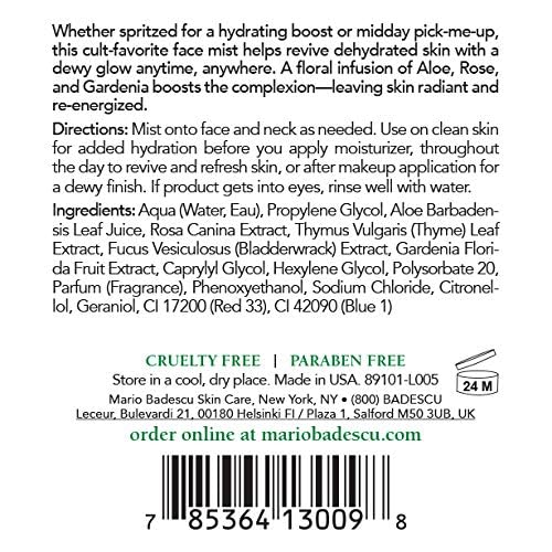 Mario Badescu Facial Spray with Aloe, Herbs and Rose Water for All Skin Types, Face Mist that Hydrates, Rejuvenates & Clarifies