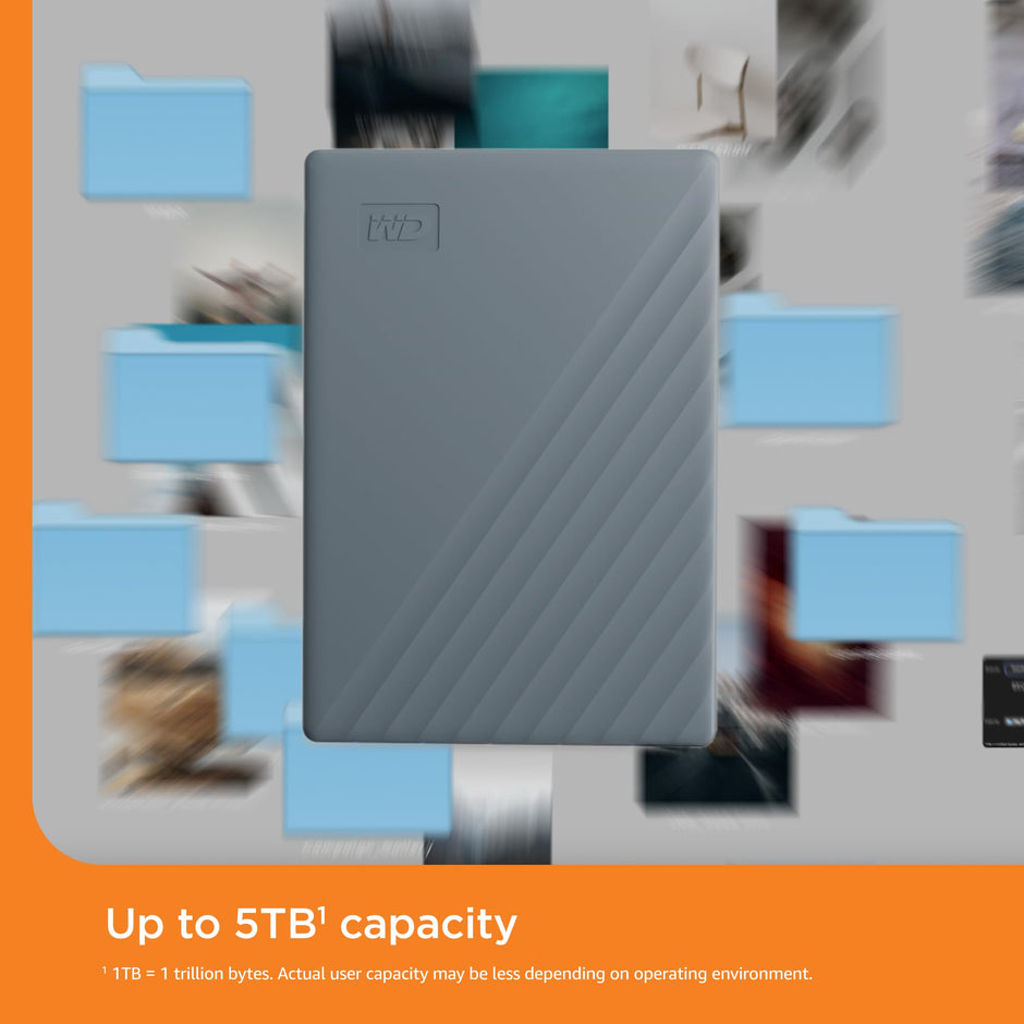 WD 6TB My Passport, Portable External Hard Drive, Blue, Backup Software with Defense Against ransomware, and Password Protection, USB 3.1/USB 3.0 Compatible - WDBR9S0060BBL-WESN