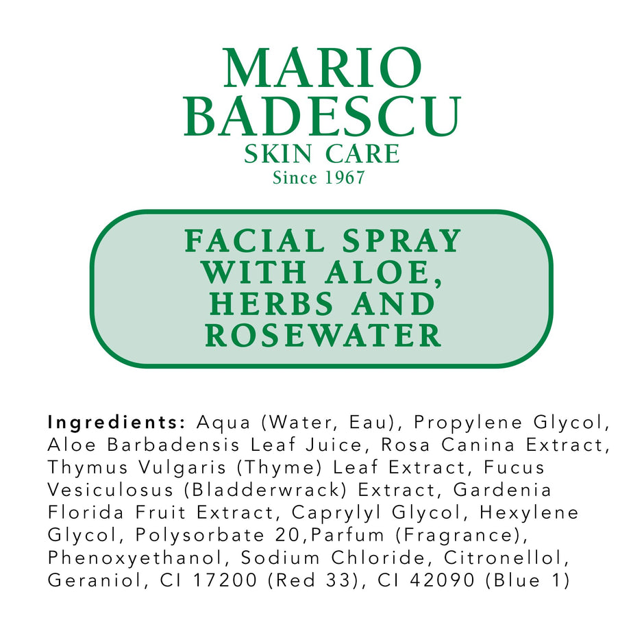 Mario Badescu Facial Spray with Aloe, Herbs and Rose Water for All Skin Types, Face Mist that Hydrates, Rejuvenates & Clarifies