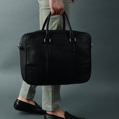 Texas Black Leather Briefcase