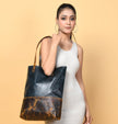 Blue Women's Leather Tote