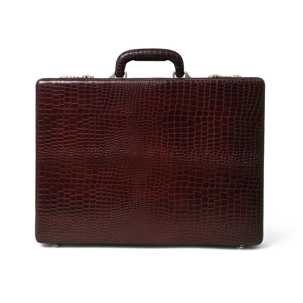Executive Croco Leather Briefcase/Suitcase- Brown