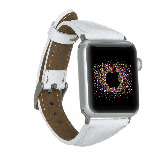 Classic White Leather Apple Watch Band - Dallas