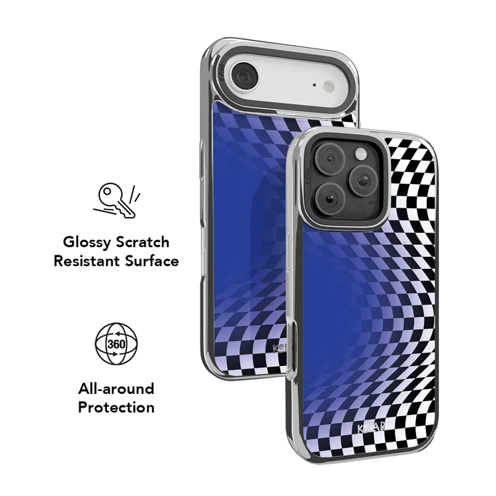 Blue Illusion | Blue Checkered Optical Illusion iPhone Case