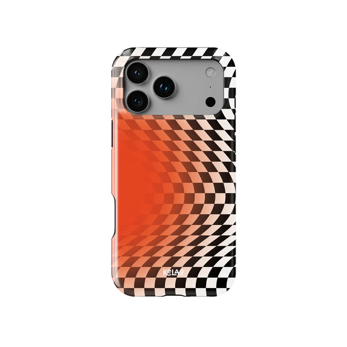 Sunflare | Orange Checkered Optical Illusion iPhone Case