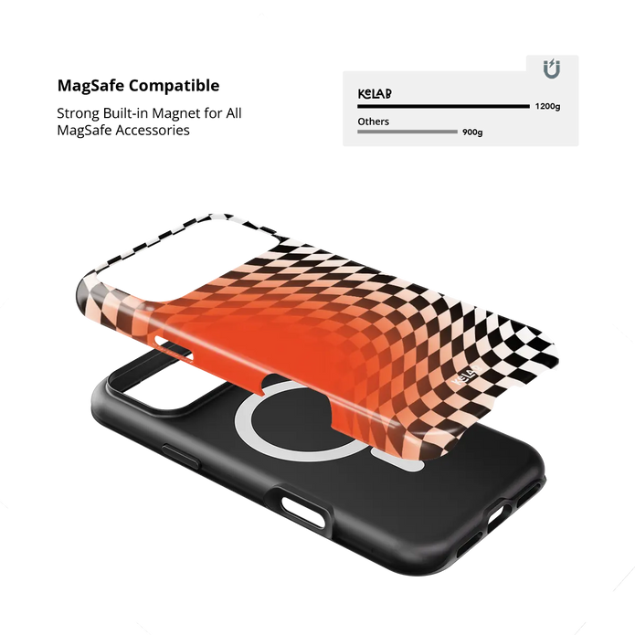 Sunflare | Orange Checkered Optical Illusion iPhone Case