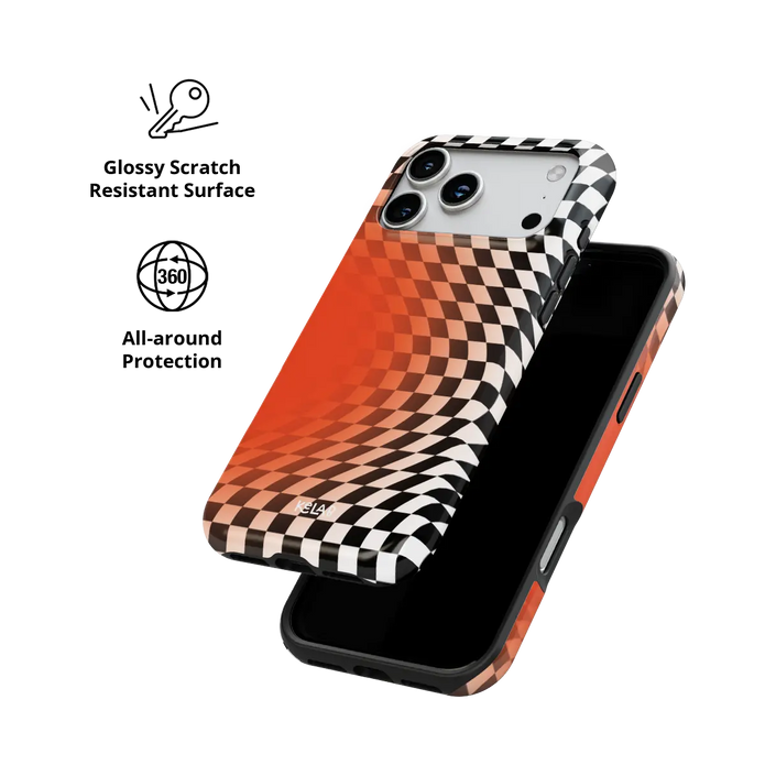 Sunflare | Orange Checkered Optical Illusion iPhone Case