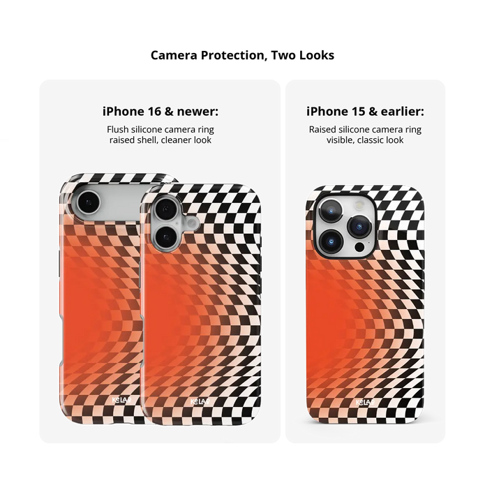 Sunflare | Orange Checkered Optical Illusion iPhone Case
