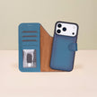 Leather iPhone 17 Pro Wallet Case – Blue - Austin