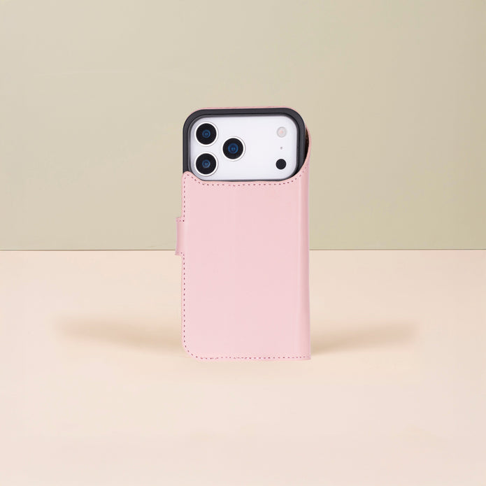Leather iPhone 18 Pro  Wallet Case – Pink - Austin