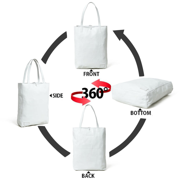 White Leather Shoulder Tote Bag