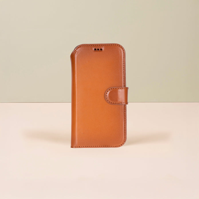Leather iPhone 17 Pro Max Wallet Case – Rustic Brown - Austin