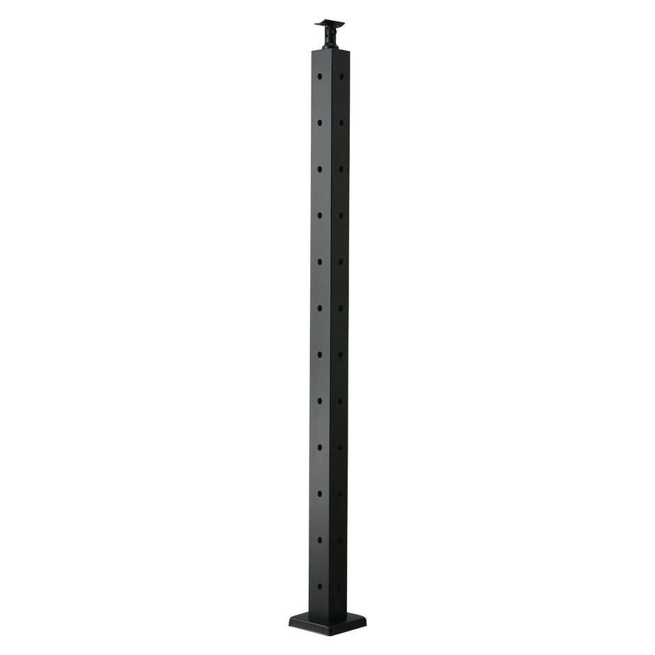 VEVOR Cable Railing Post, 42x2x2 Inch Corner Railing Post, with L-Shaped Pre-Drilled Holes, Stainless Steel Cable Rail Post with Horizontal and Curved Bracket, 1-Pack, Black, 1JZLGZXHS1065S1EW001V0