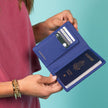 Leather Passport Wallet with RFID Shield- Cobalt