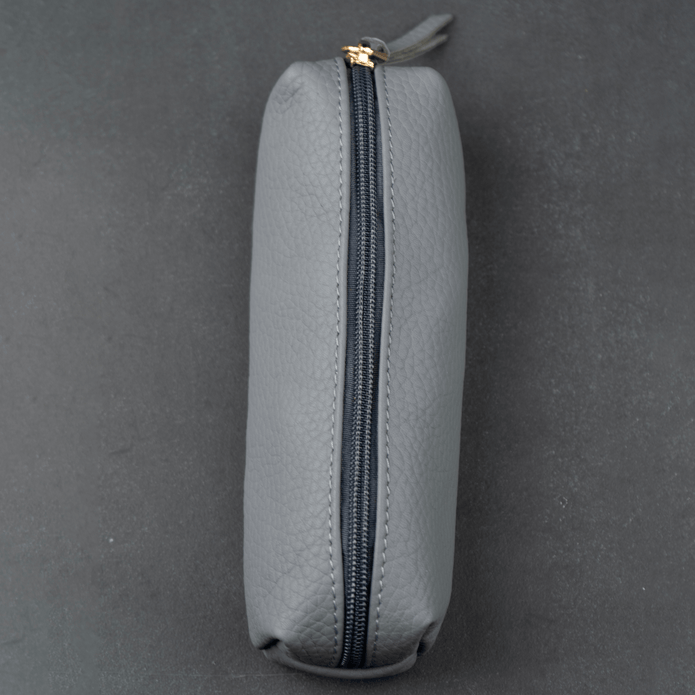 Elegant Leather Makeup Bag - Grey - Aurora