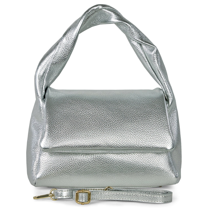 Italian Metallic Full-Grain Leather Top-Handle Bag | Trieste