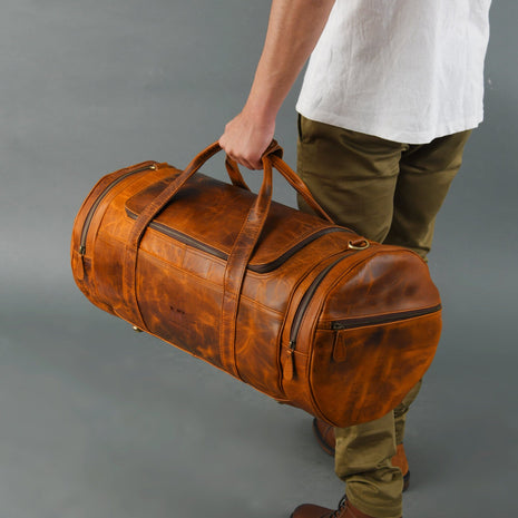 Leather Gym Travel Bag, Round