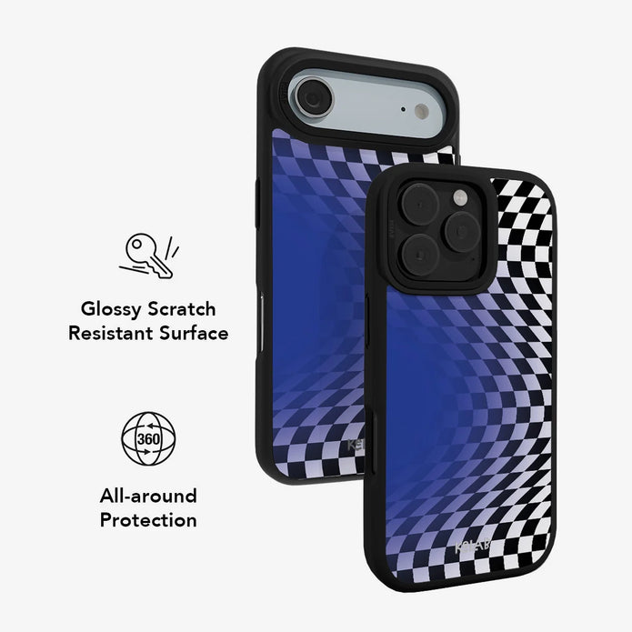 Blue Illusion | Blue Checkered Optical Illusion iPhone Case