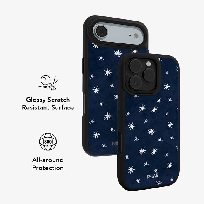 Starglimmer | Deep Blue Hand-Drawn Celestial Star iPhone Case