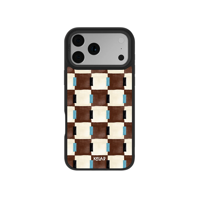 Cerulean Check | Blue & Brown Checkered iPhone Case