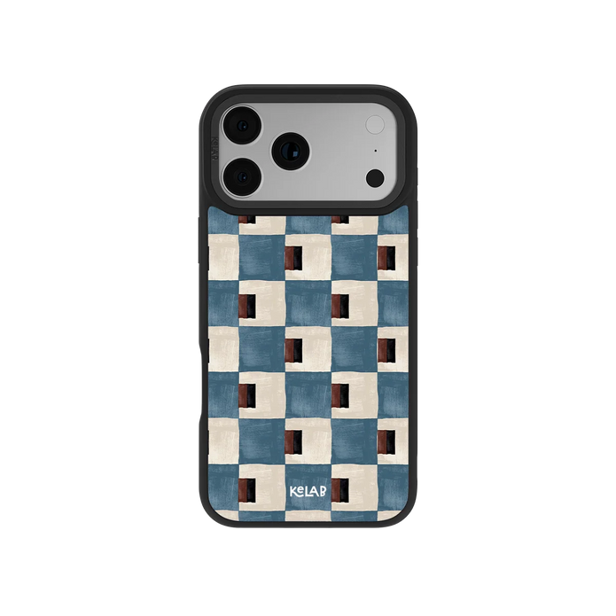 Terra Teal | Teal & Brown Checkered iPhone Case