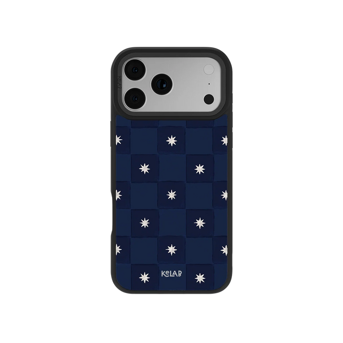 Celestial Check | Navy Checkered iPhone Case