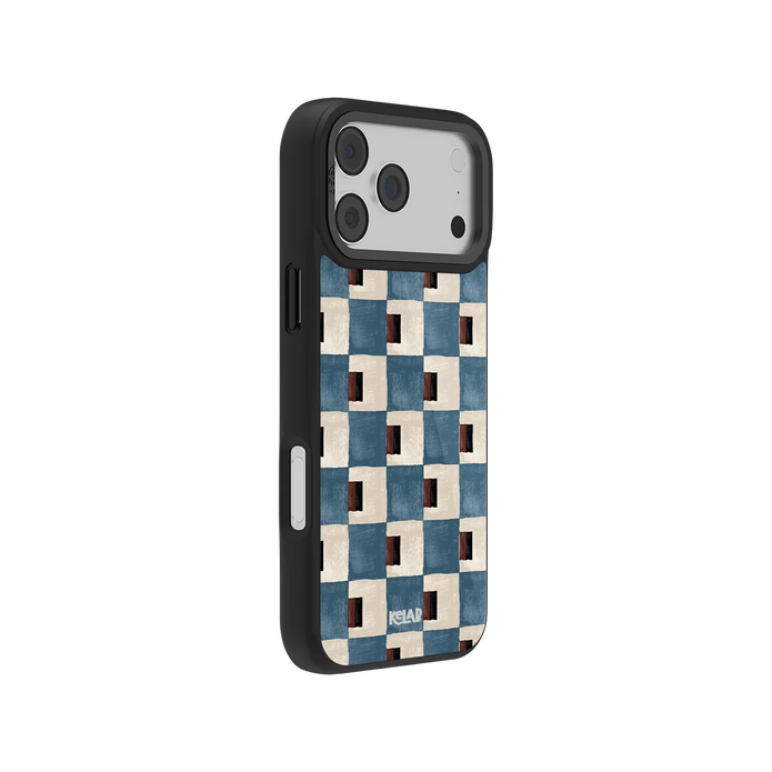 Terra Teal | Teal & Brown Checkered iPhone Case