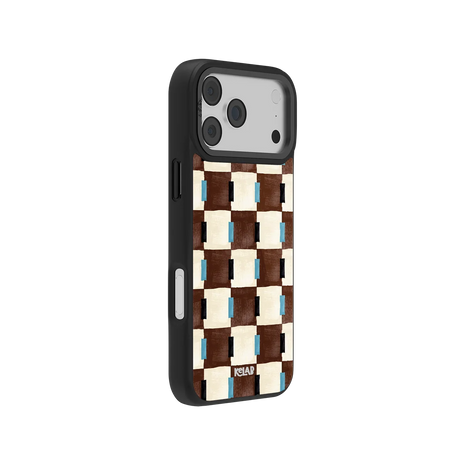 Cerulean Check | Blue & Brown Checkered iPhone Case