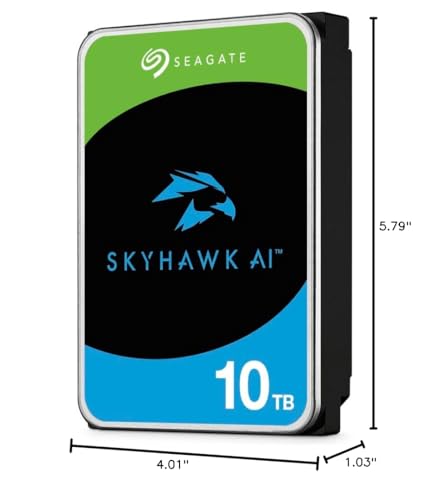 Seagate Skyhawk AI 8TB Video Internal Hard Drive HDD – 3.5 Inch SATA 6Gb/s 256MB Cache for DVR NVR Security Camera System with in-house Rescue Services (ST8000VEZ01)