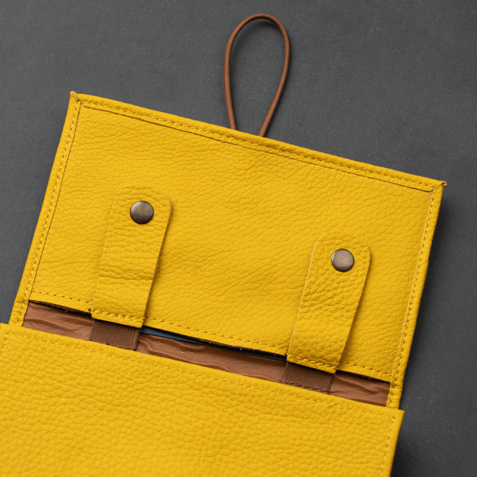 Leather Yellow Travel Tech Organizer - Riverside