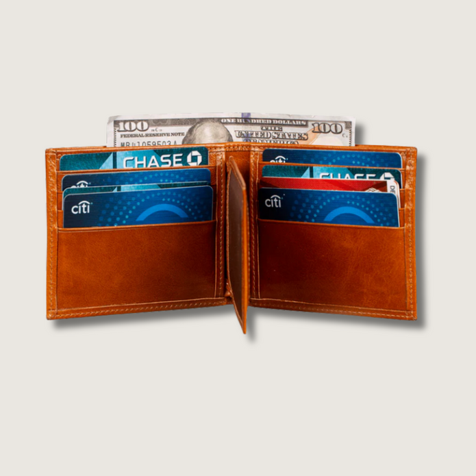 Classic Leather Bifold Wallet - Dark Brown - Los Angeles