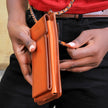 Leather Brown Crossbody Bag Phone Wallet - Columbus