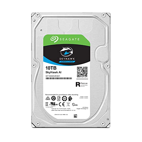 Seagate Skyhawk AI 8TB Video Internal Hard Drive HDD – 3.5 Inch SATA 6Gb/s 256MB Cache for DVR NVR Security Camera System with in-house Rescue Services (ST8000VEZ01)