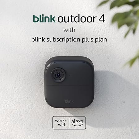 Blink Outdoor 4 (newest model), Wireless smart security camera, two-year battery, 1080p HD day and infrared night live view, two-way talk – 2 camera system