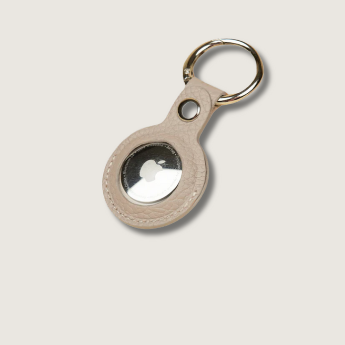 Premium Leather AirTag Holder - Light Beige - Orlando