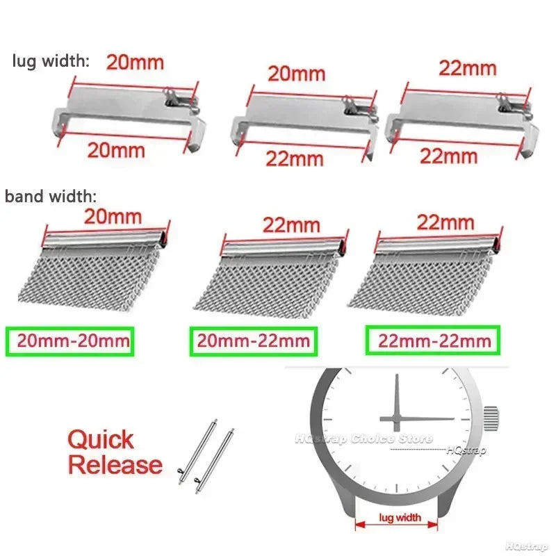 2pcs Watch Band Adapters 20mm To 20mm 22mm To 22mm 22mm To 20mm Quick Release Pins Connectors Watch Band Spring Bars Accessories