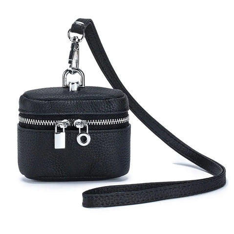 Premium First-Layer Cowhide Small Zipper Storage