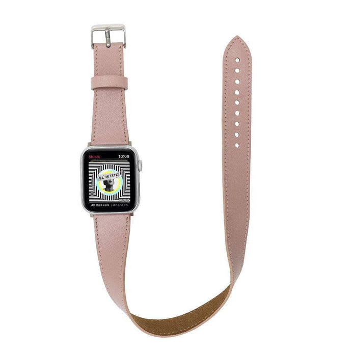 Luxury Double Wrap Pink Leather Apple Watch Band - San Diego