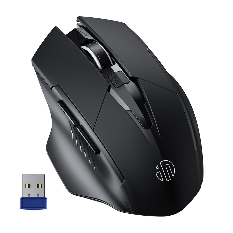 INPHIC Wireless Mouse Rechargeable, 700mAh, with USB Receiver, 6 Buttons, Ergonomic for Laptop, Computer, Mac, PC etc.