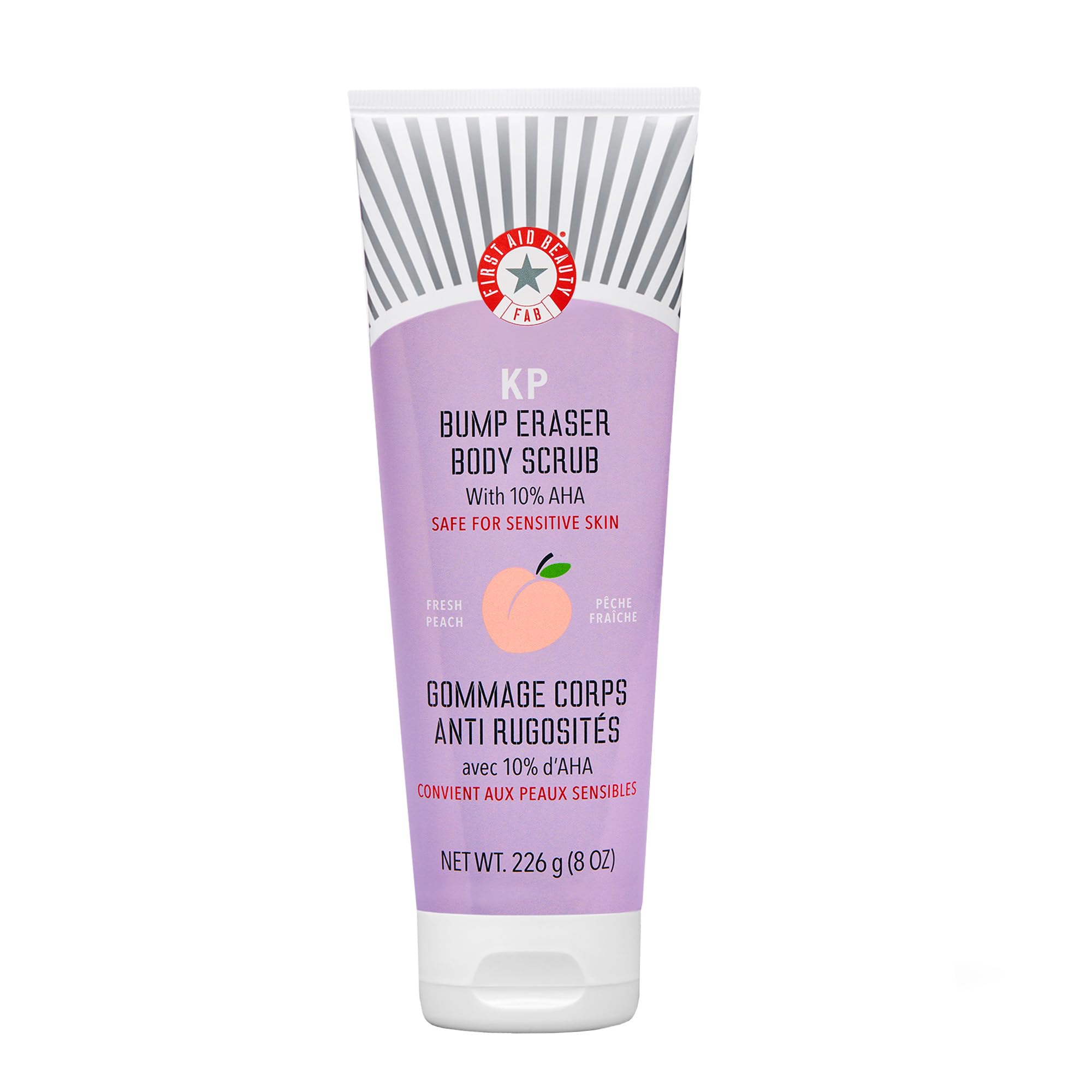 First Aid Beauty - KP Bump Eraser Body Scrub with 10% AHA, Keratosis Pilaris Skin Exfoliator with Glycolic and Lactic acids, Helps Reduce Chicken Skin Bumps, Safe for Sensitive Skin, 8 oz