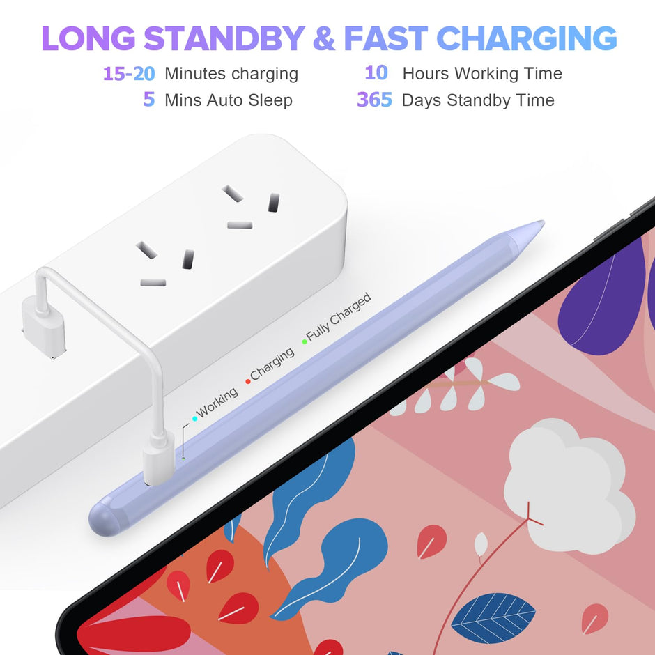 Stylus Pen for iPad 6th-11th Generation-2X Fast Charge Active Pencil Compatible with 2018-2025 Apple iPad Pro 11"/12.9"/M4, iPad Air 3/4/5/M2/M3,iPad mini 5/6 Gen-White