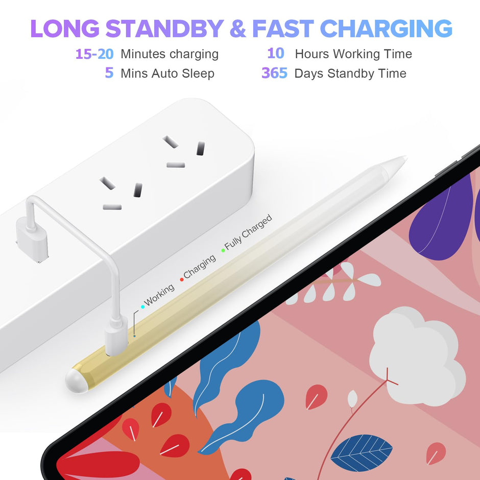 Stylus Pen for iPad 6th-11th Generation-2X Fast Charge Active Pencil Compatible with 2018-2025 Apple iPad Pro 11"/12.9"/M4, iPad Air 3/4/5/M2/M3,iPad mini 5/6 Gen-White
