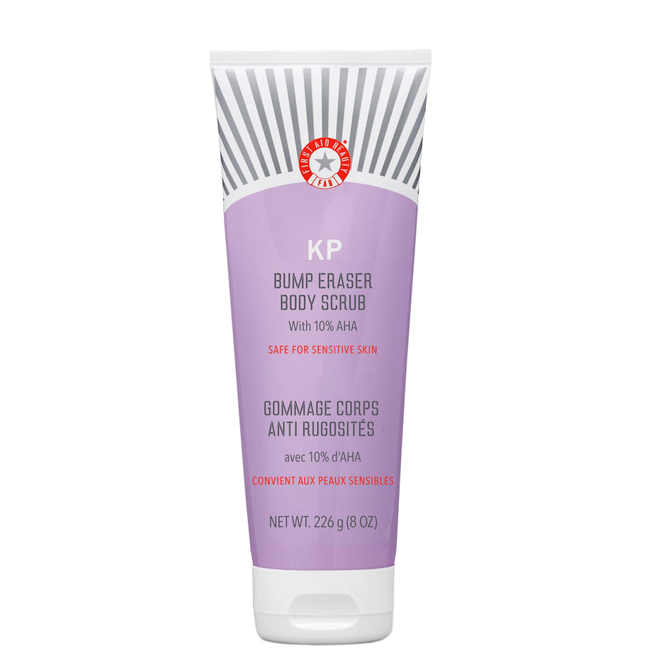 First Aid Beauty - KP Bump Eraser Body Scrub with 10% AHA, Keratosis Pilaris Skin Exfoliator with Glycolic and Lactic acids, Helps Reduce Chicken Skin Bumps, Safe for Sensitive Skin, 8 oz