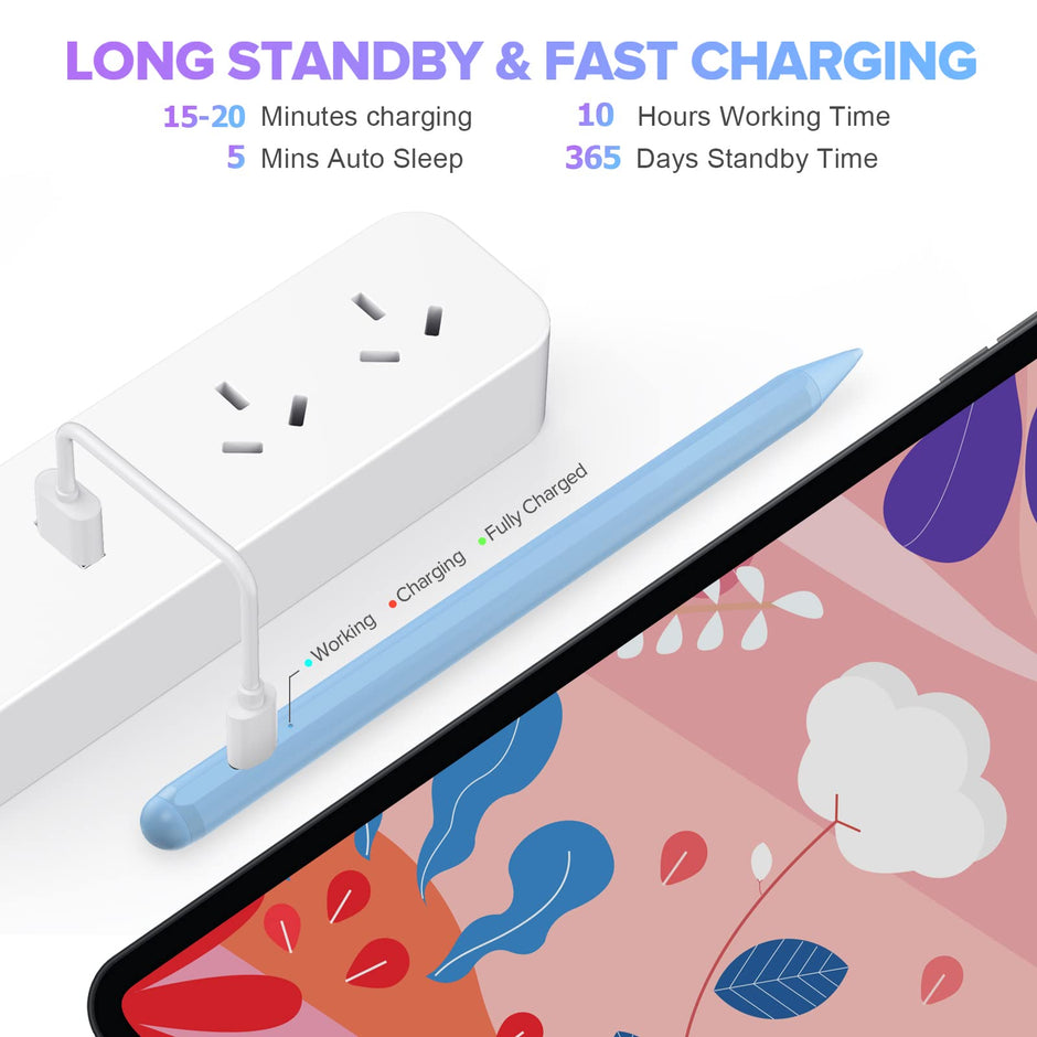 Stylus Pen for iPad 6th-11th Generation-2X Fast Charge Active Pencil Compatible with 2018-2025 Apple iPad Pro 11"/12.9"/M4, iPad Air 3/4/5/M2/M3,iPad mini 5/6 Gen-White
