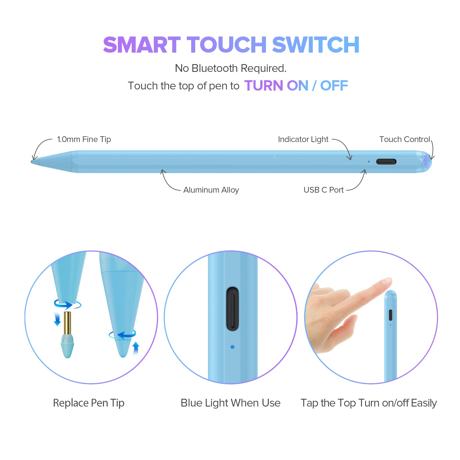 Stylus Pen for iPad 6th-11th Generation-2X Fast Charge Active Pencil Compatible with 2018-2025 Apple iPad Pro 11