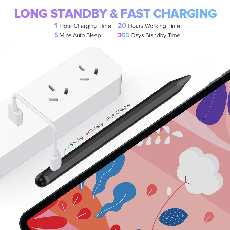 Stylus Pen for iPad 6th-11th Generation-2X Fast Charge Active Pencil Compatible with 2018-2025 Apple iPad Pro 11"/12.9"/M4, iPad Air 3/4/5/M2/M3,iPad mini 5/6 Gen-White