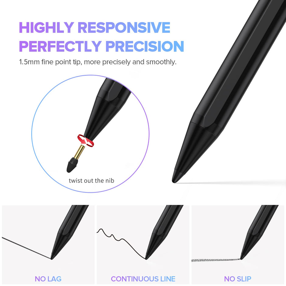 Stylus Pen for iPad 6th-11th Generation-2X Fast Charge Active Pencil Compatible with 2018-2025 Apple iPad Pro 11"/12.9"/M4, iPad Air 3/4/5/M2/M3,iPad mini 5/6 Gen-White