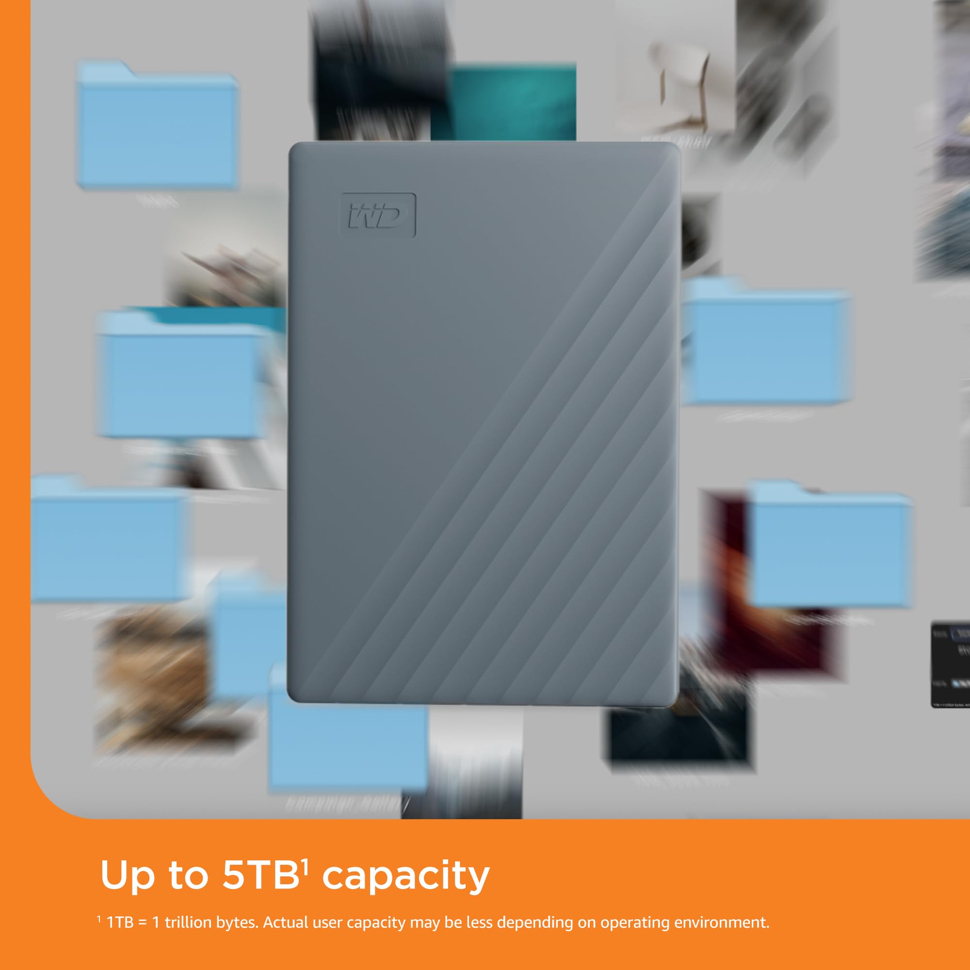 WD 6TB My Passport, Portable External Hard Drive, Blue, Backup Software with Defense Against ransomware, and Password Protection, USB 3.1/USB 3.0 Compatible - WDBR9S0060BBL-WESN