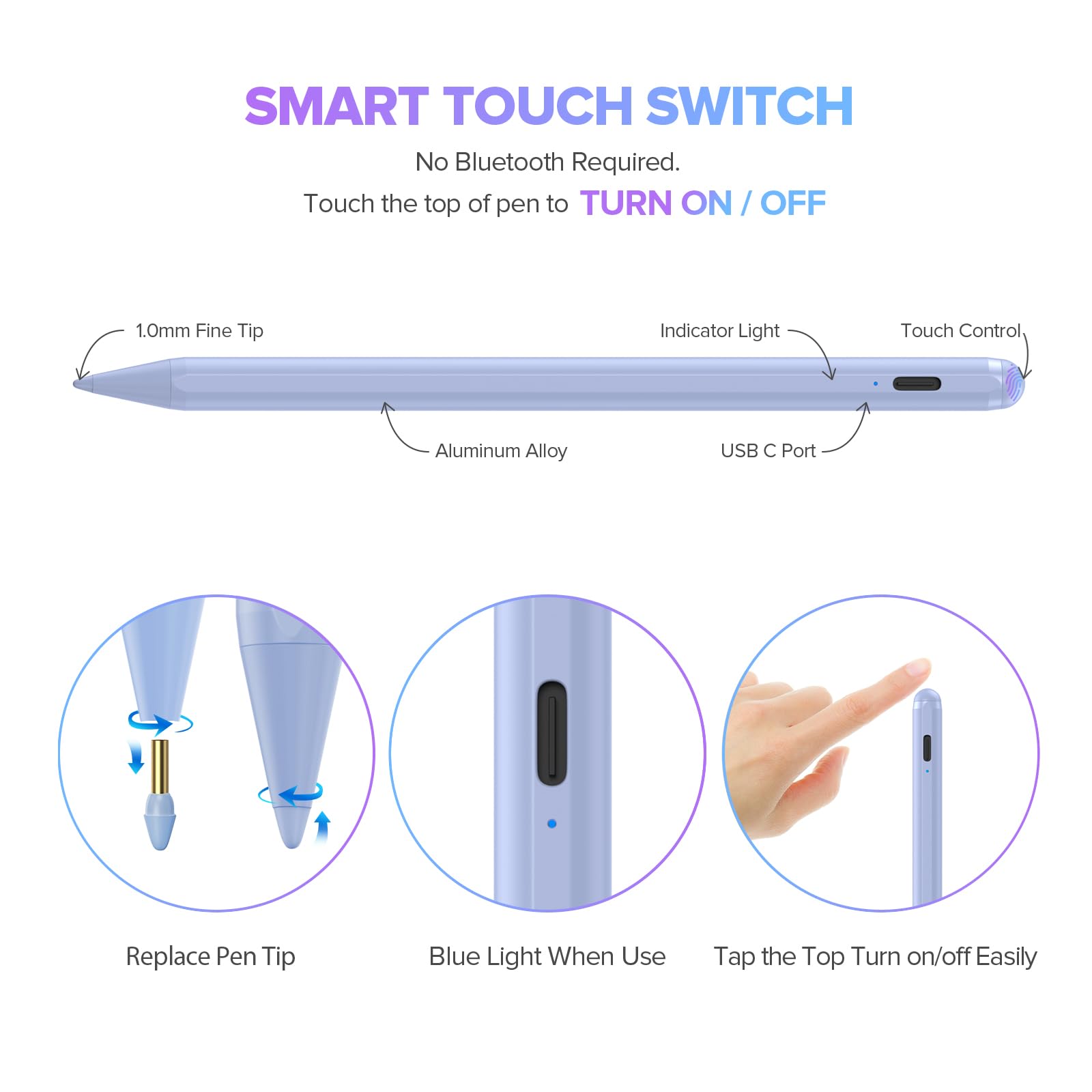 Stylus Pen for iPad 6th-11th Generation-2X Fast Charge Active Pencil Compatible with 2018-2025 Apple iPad Pro 11